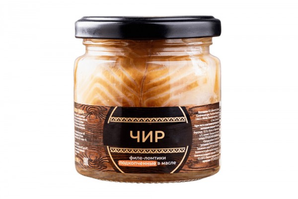 Чир якутский. Филе-ломтики подкопченные в масле, 190 г