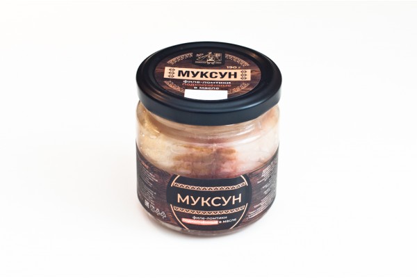 Муксун якутский. Филе-ломтики подкопченые в масле, 190 г