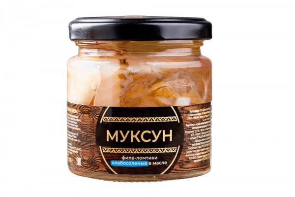 Муксун якутский. Филе-ломтики слабосоленые в масле, 190 г