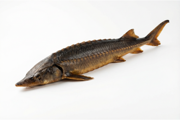 Осетр горячего копчения потрошеный с головой, 3 кг