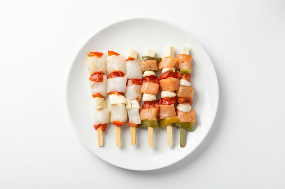 Шпажки для гриля с дикой рыбой и морепродуктами